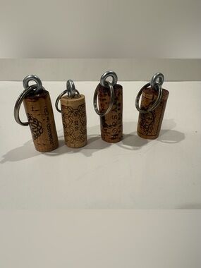 Lot of Four Wine Cork Keychains
